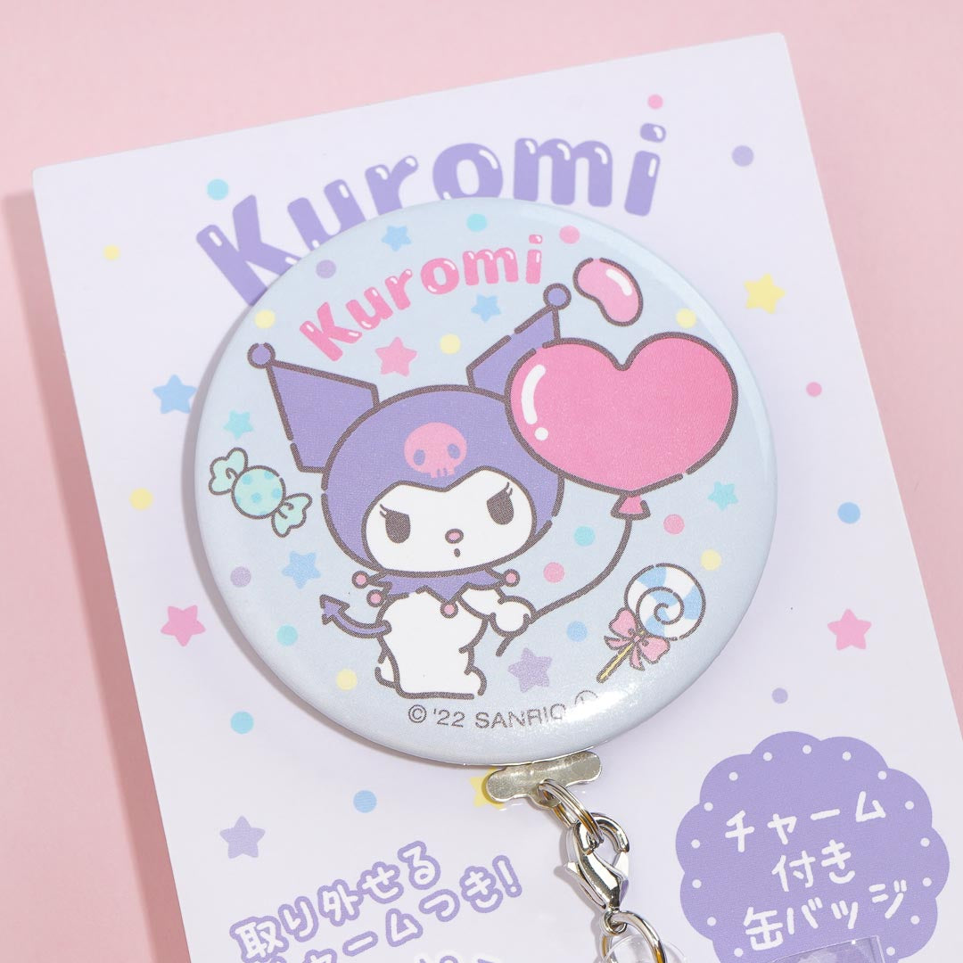 T's Factory Sanrio Button Badge with Charm Kuromi - Plaza Japan