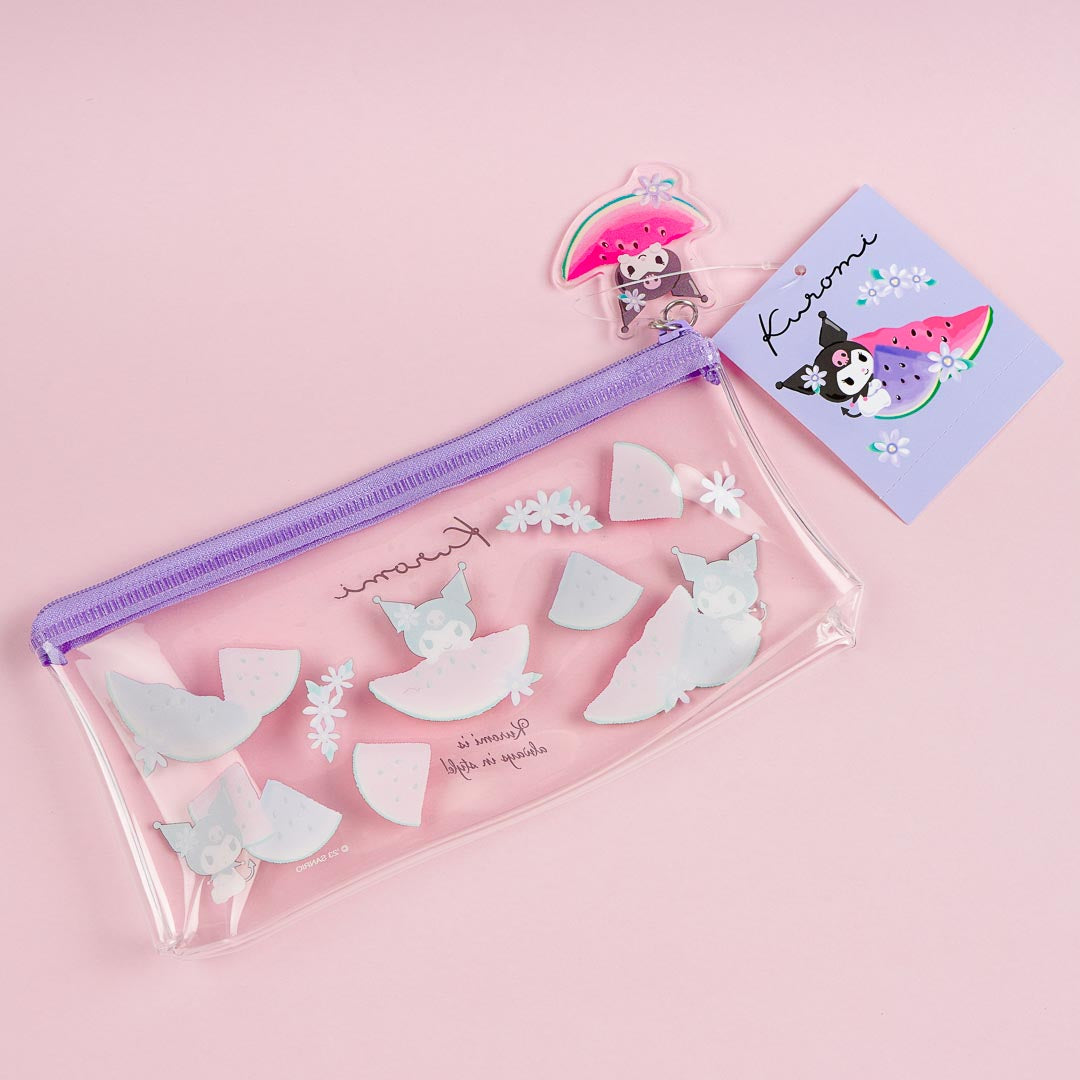 Sanrio Kuromi & Watermelon Flat Clear Pen Case