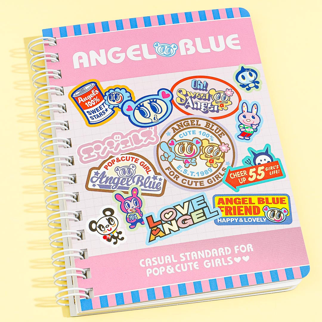 Angel Blue Retro Signage A6 Spiral Notebook – Blippo