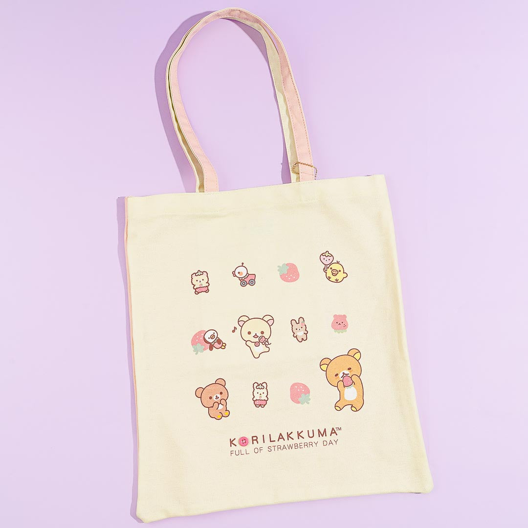 Korilakkuma Full of Strawberry Day Two-Toned Tote Bag – Blippo