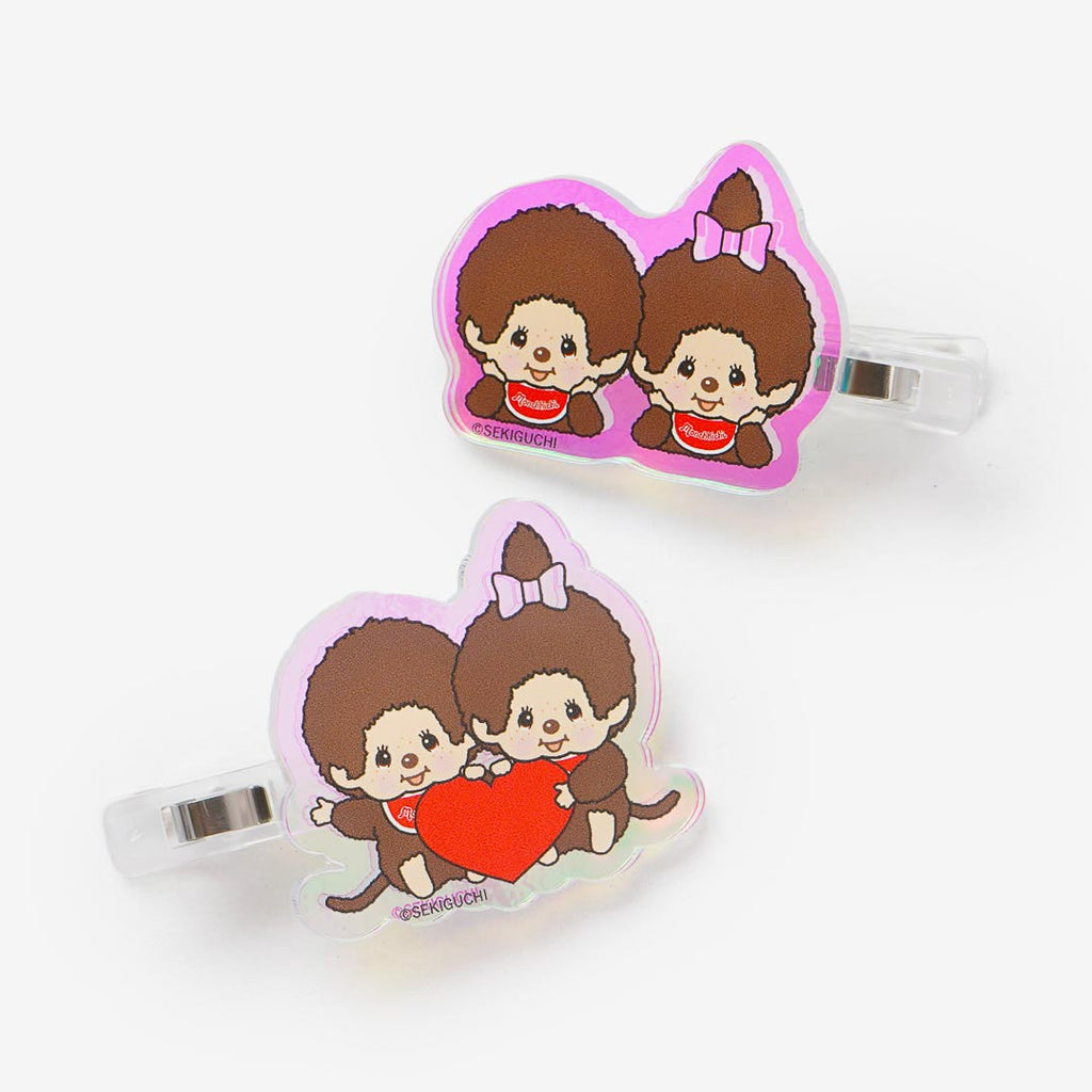 Monchhichi Love Acrylic Hair Clips - 2pcs