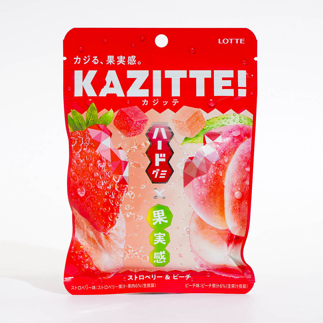 CRAZY GUGU いちご GUMMY Lotte Kazitte Strawberry And Peach Gummies – Blippo