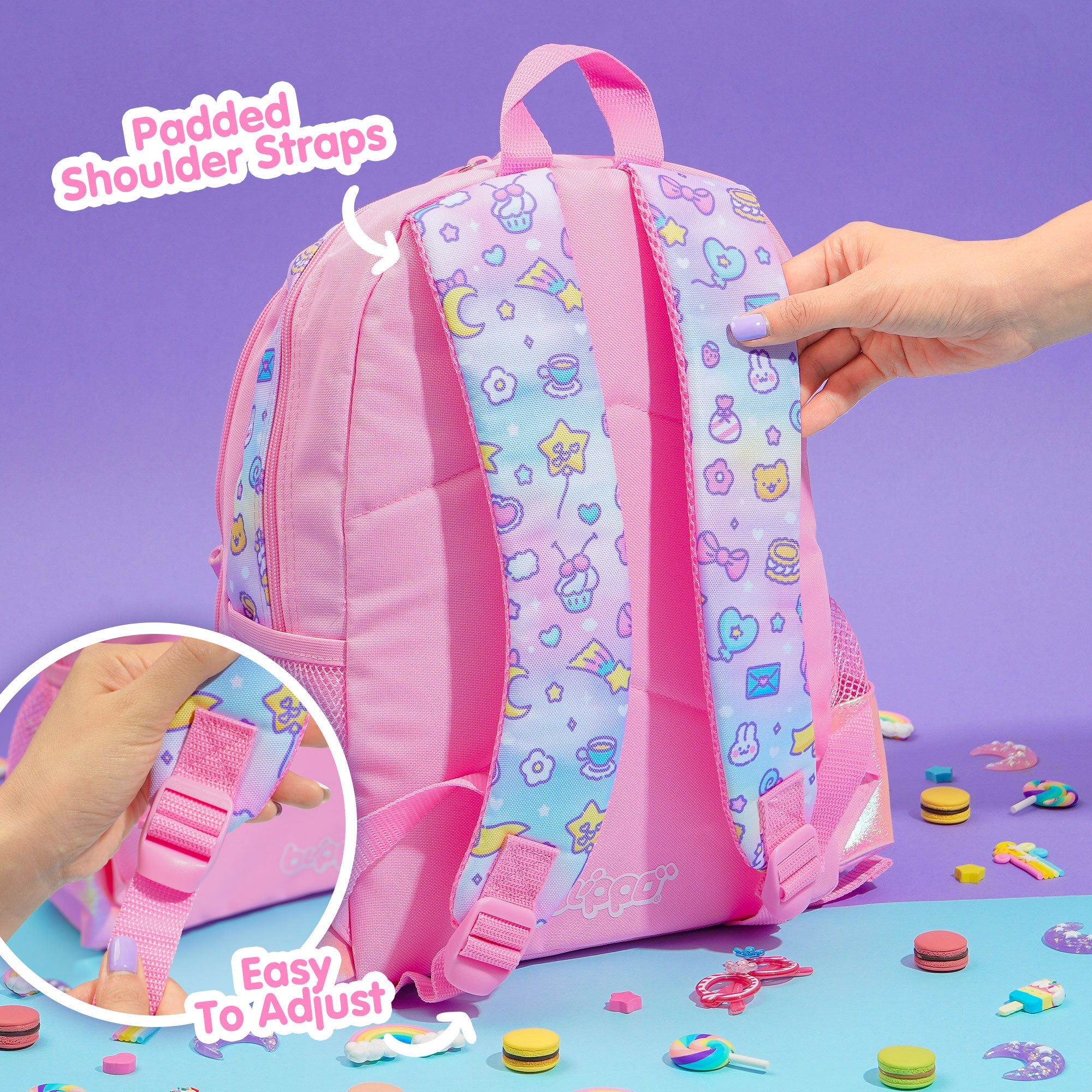 New Supercute Pink Backpack ? STATE Bags | Kane Kids Double Pocket Backpack Metallic Pink  main image 2