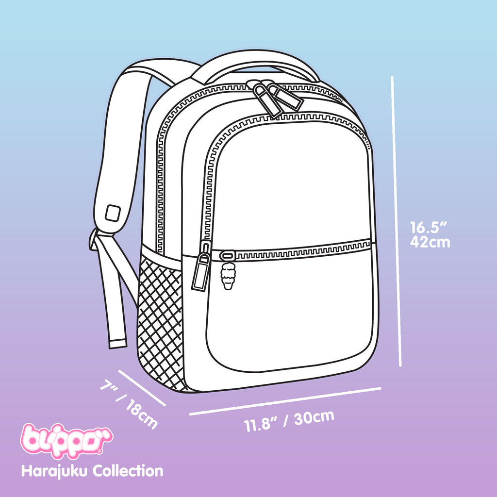 Measurements of a pink backpack for girls.