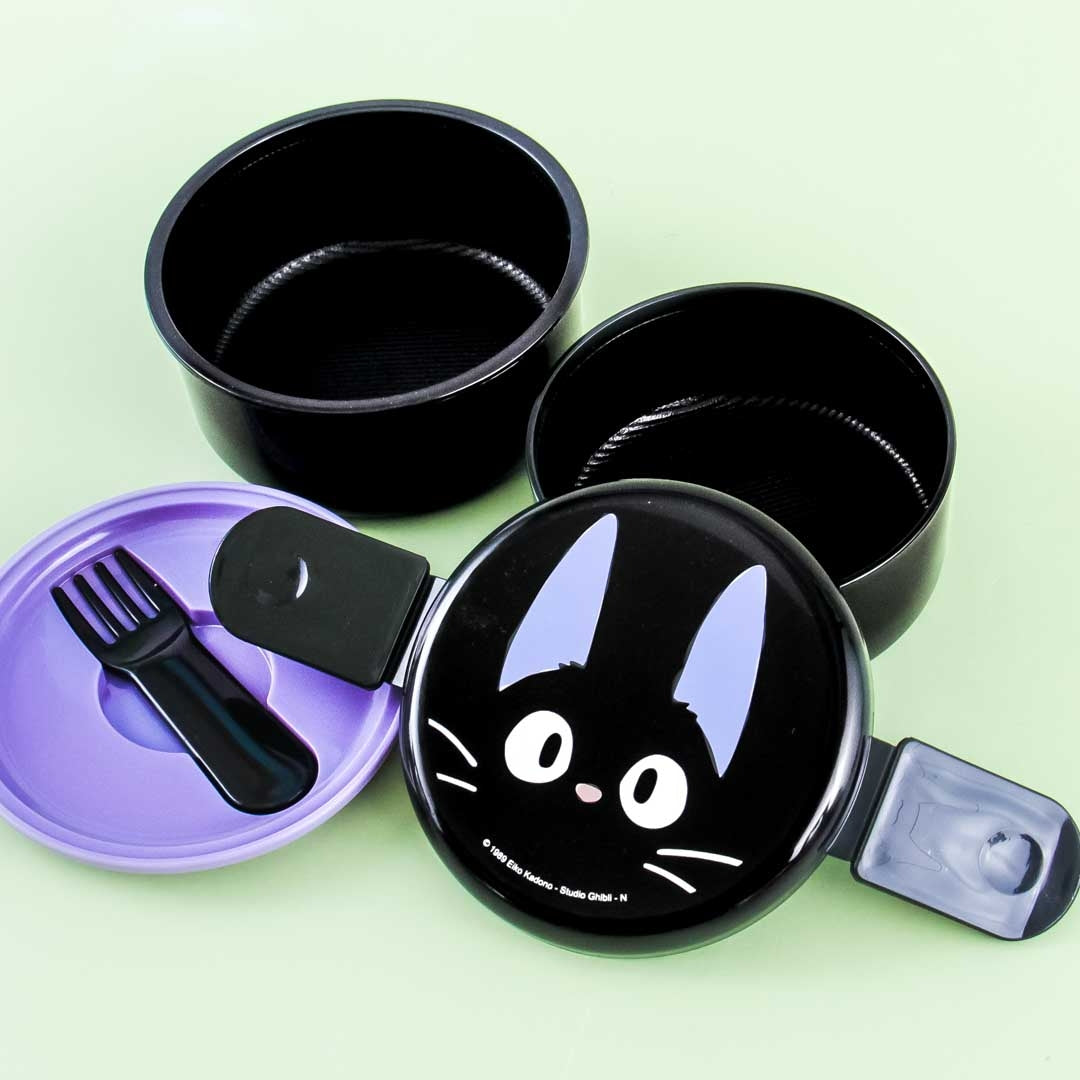 Skater Kuromi 2-Layered Round Bento Lunch Box with Fork