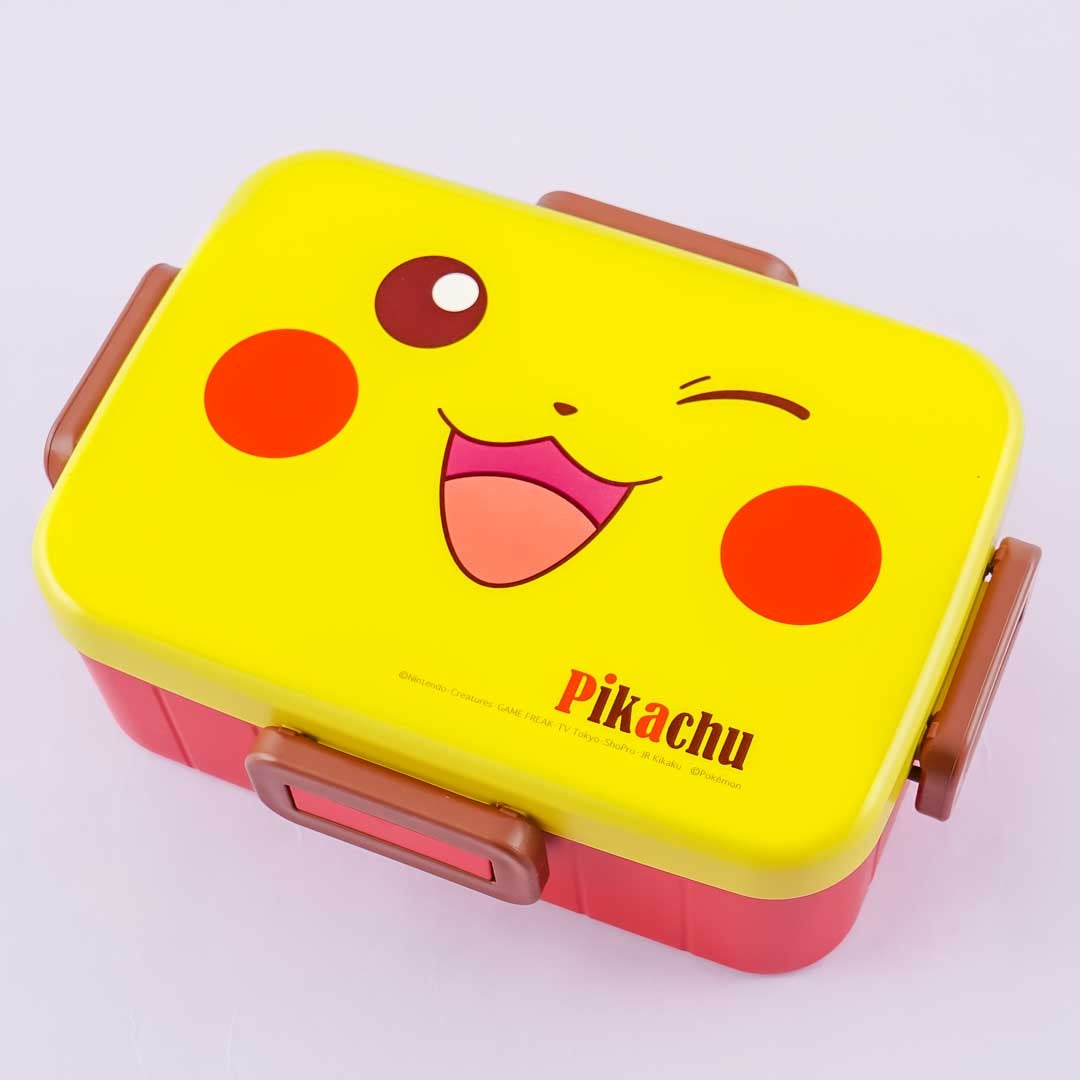 Skater Pokemon 4-Point Lock Lunch Box 650ml (Pikachu Face) As Shown in Figure One Size