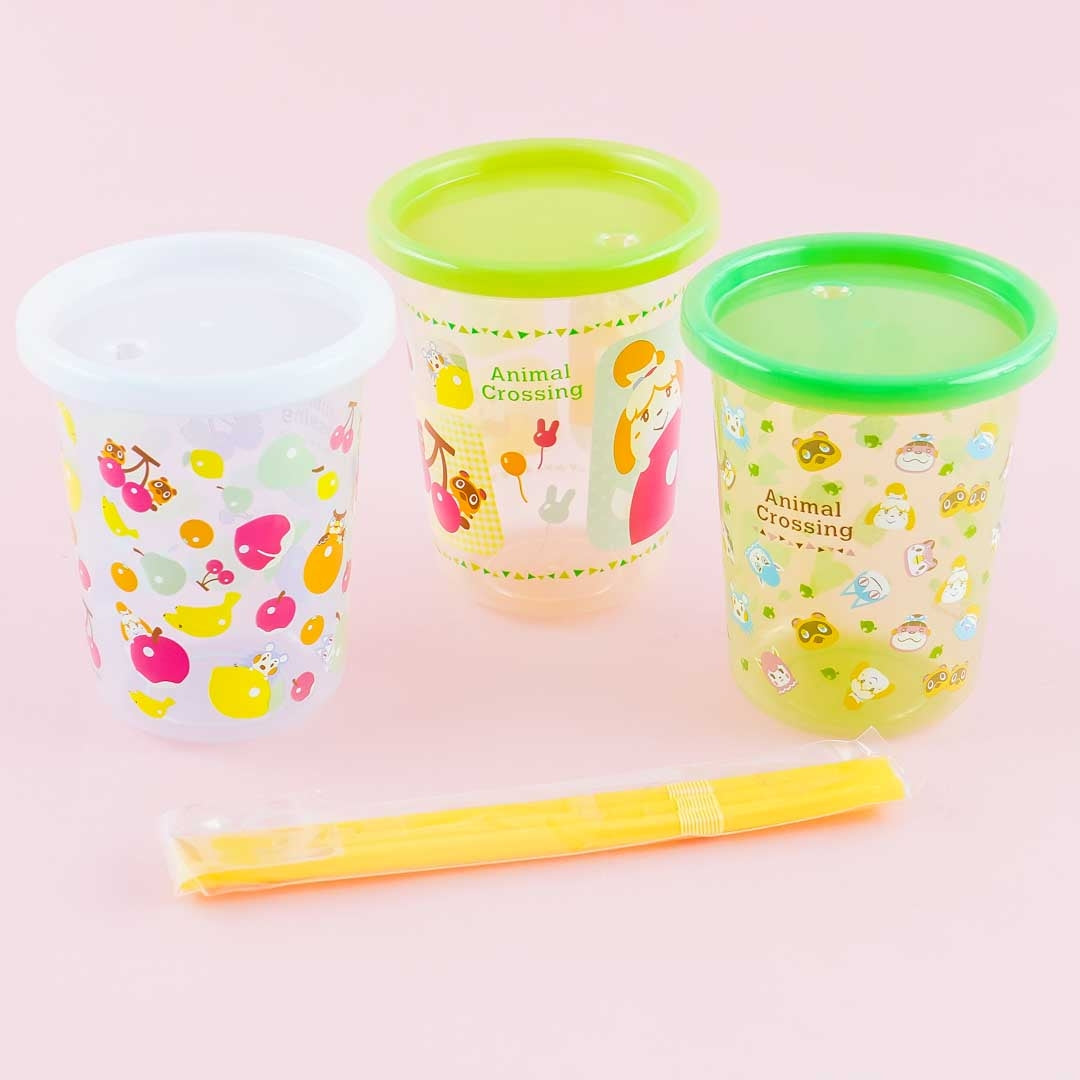 Skater Animal Crossing Tumbler with Straw 320ml 3 Pieces