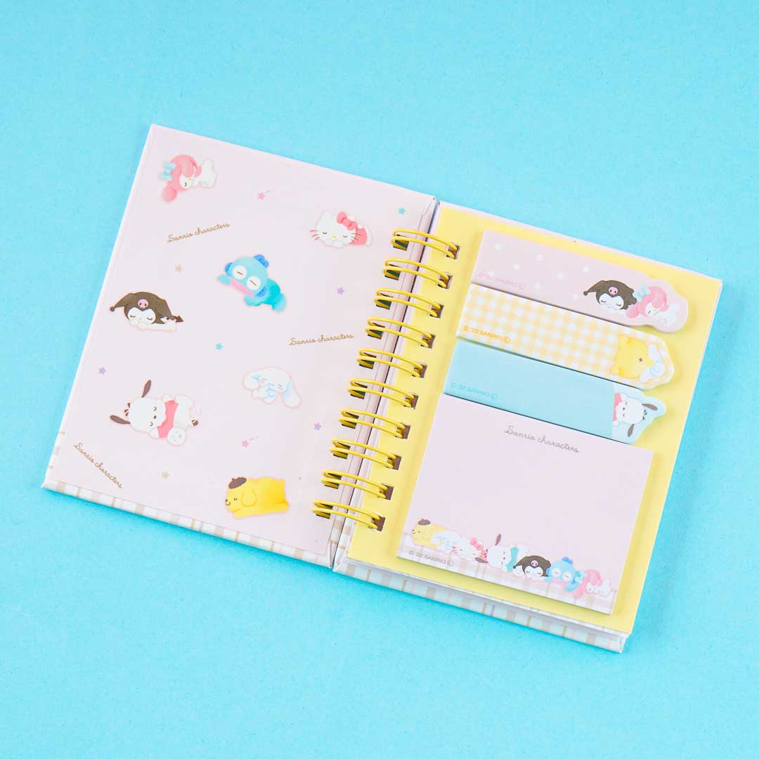 Sanrio Characters Happy Bunch Mini Spiral Notebook With Sticky Notes