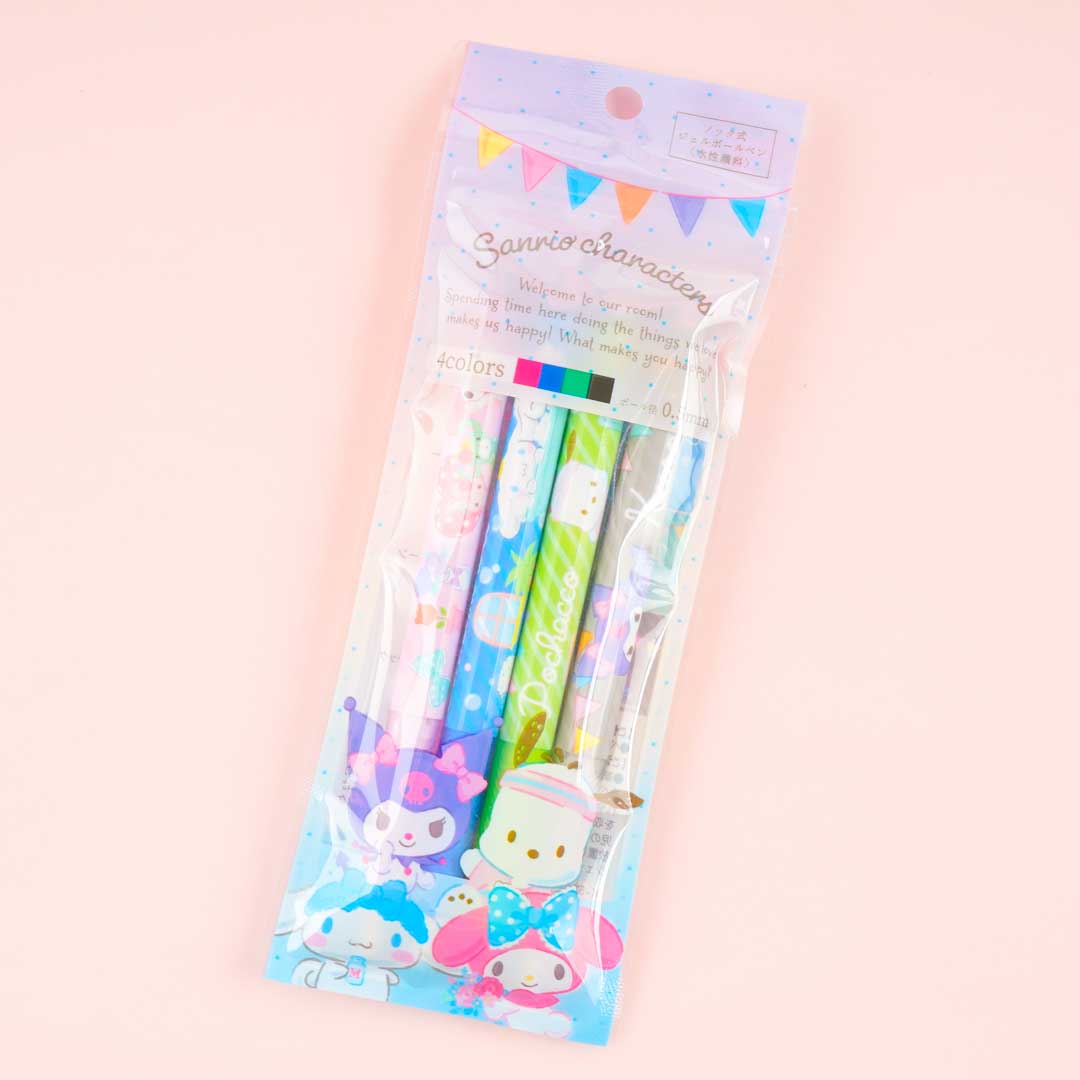 Sanrio Characters 4 Colors Gel Pen Set - 0.5 mm - Purple Pack