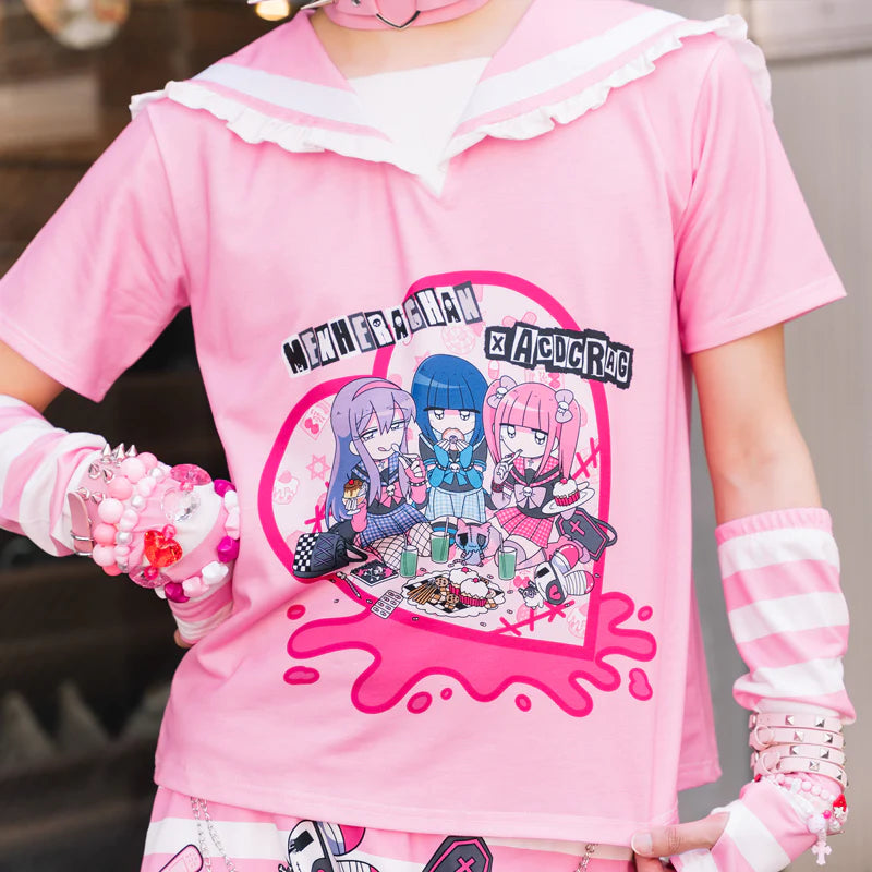 ACDC RAG Yami Kawaii Punk Menhera-chan Sailor Tee - Pink