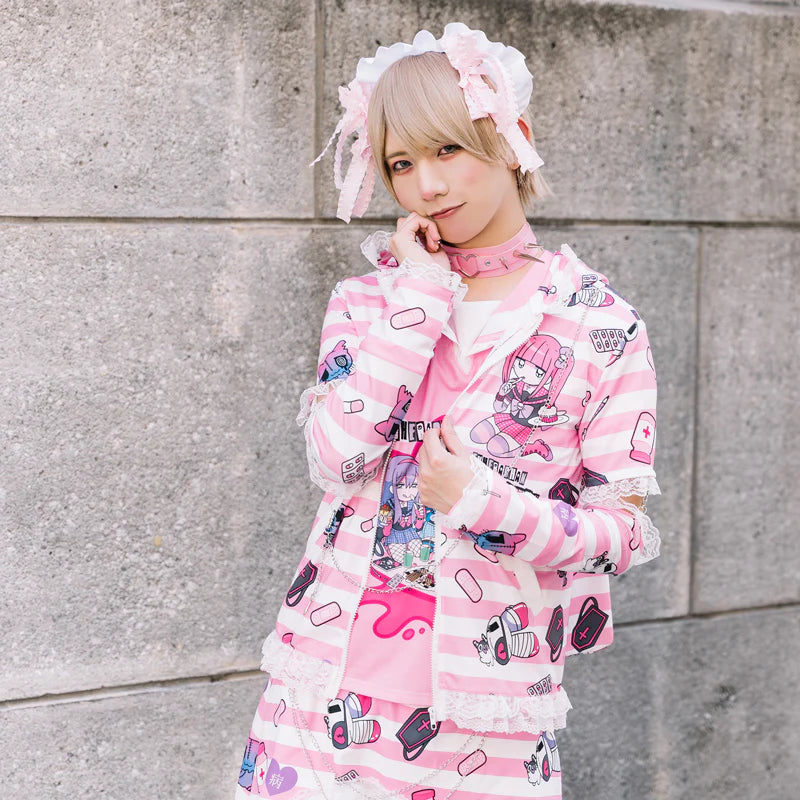ACDC RAG Yami Kawaii Punk Menhera-chan Sailor Tee - Pink